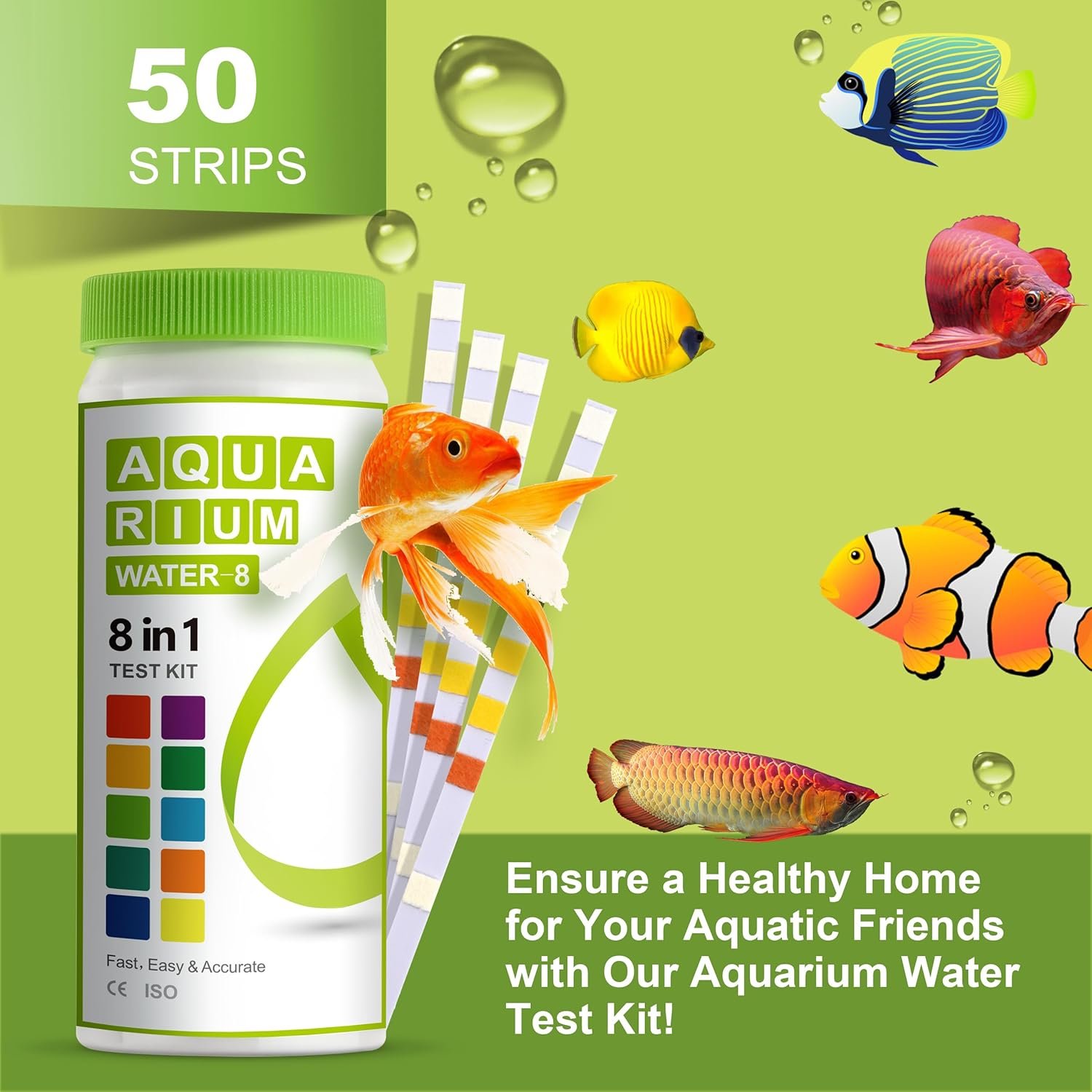 AAwipes 8-in-1 Aquarium Test Kit for Fish Tanks - Quick & Accurate Water Testing Strips for Aquariums & Ponds. Tests pH, Ammonia, Alkalinity, Hardness, Chlorine, etc. (K02-50) - Image 6