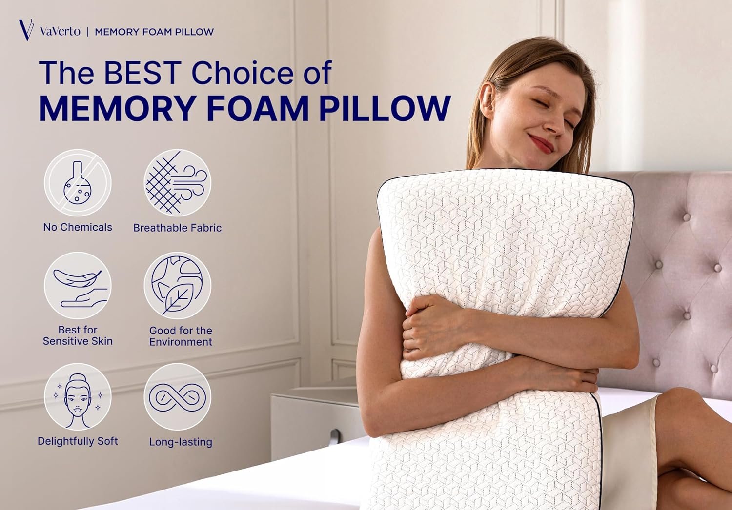 Cooling Gel Memory Foam Pillow - 1-Pack - Standard Size Bed Pillows For Sleeping - Medium-Firm - Back, Stomach and Side Sleeper Pillow - Shoulder & Back Pain Relief - Washable , Bamboo Viscose Cover - Image 5