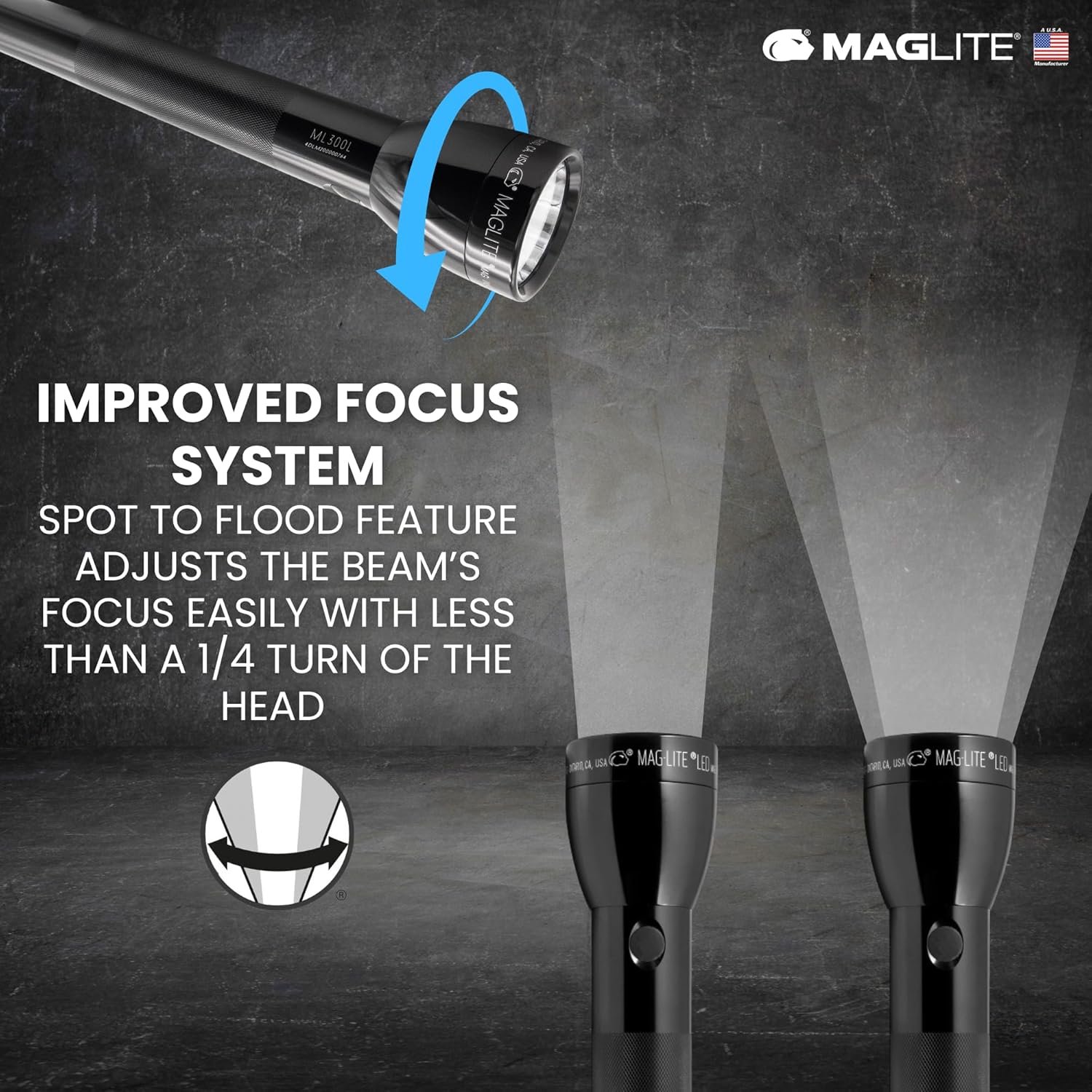 MagLite ML300L 4D LED Flashlight – 1002 Lumens, Long Runtime, Adjustable Beam, Water-Resistant, Aluminum Body – Black - Image 5