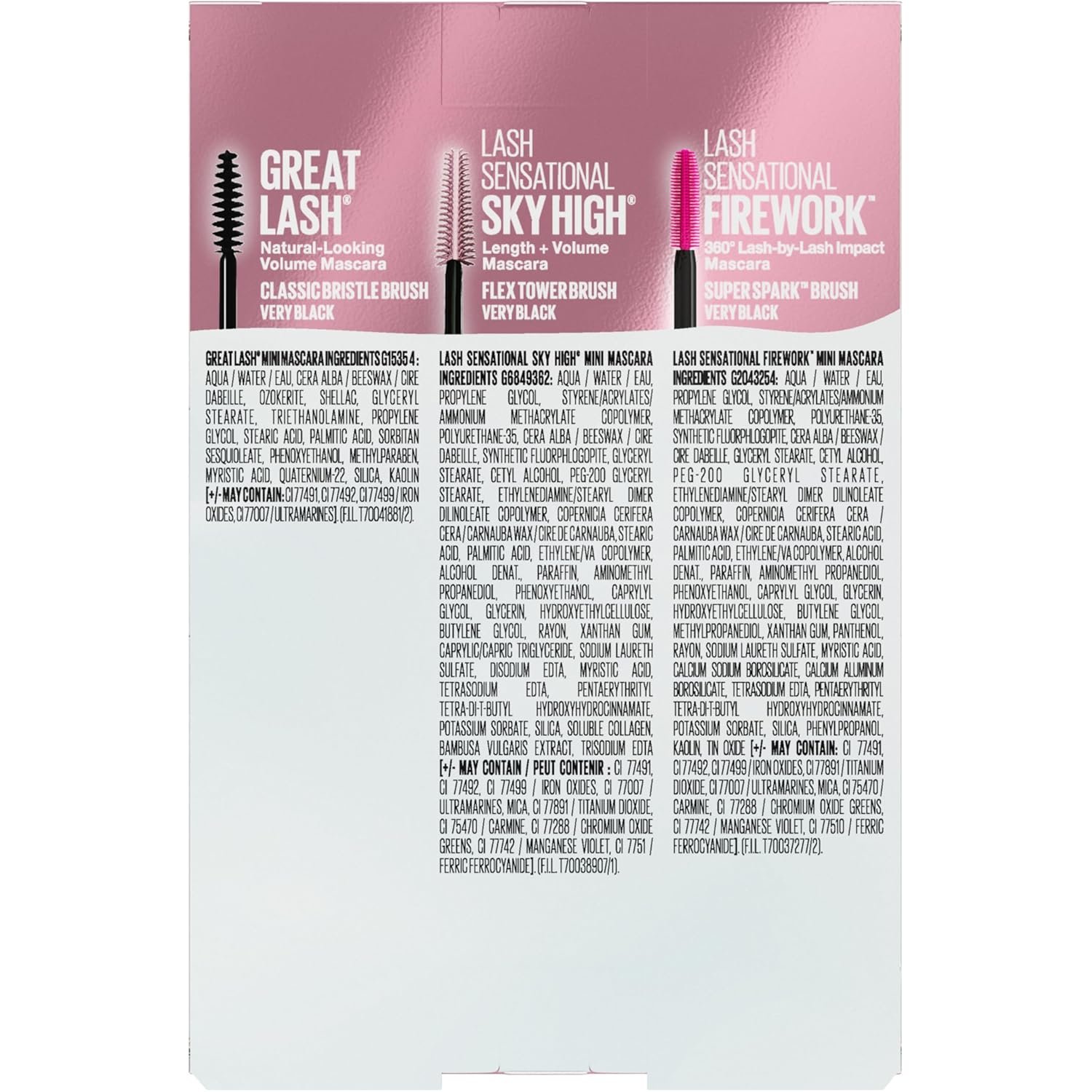 Maybelline Lash Sensational Holiday Mascara Makeup Kit, Includes Mini Sky High, Firework and Great Lash Mascara, 1 Makeup Gift Set - Image 2