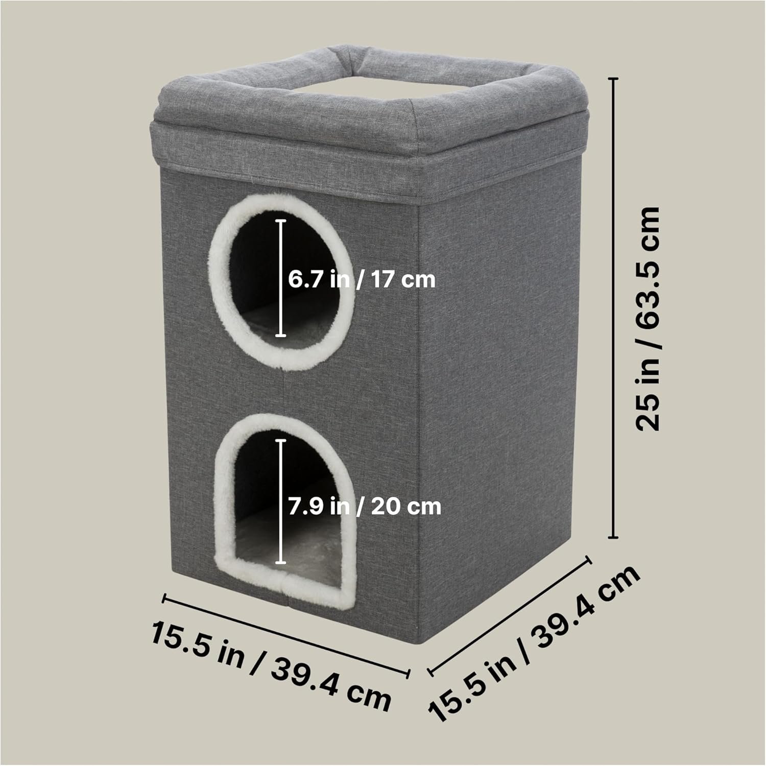TRIXIE Saul Cat Condo | 2-Story Condo Tower | Scratching Surface | Foldable for Easy Storage | Gray - Image 5