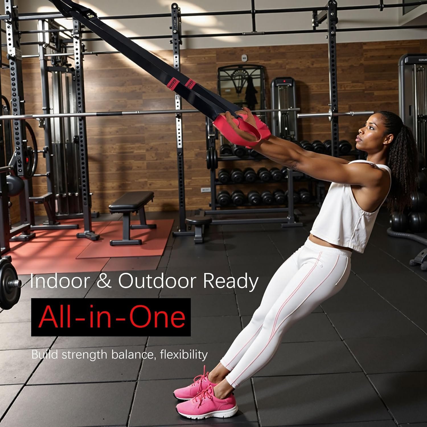 Home Suspension Straps Training Kit, Gym Bodyweight fitness All in One Workout for Full Body, with Safety Sign, Big Poster&Mess Bag - Image 4