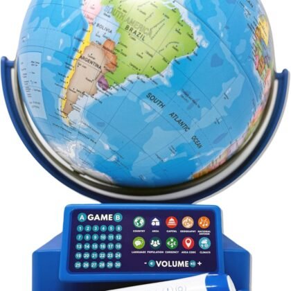 Dr. STEM Toys Interactive Talking Globe with Smart Pen, Game Panel, 300+ Geographic Quiz Questions, Touch & Learn, Music, and More - Educational Toy for Kids Ages 6+