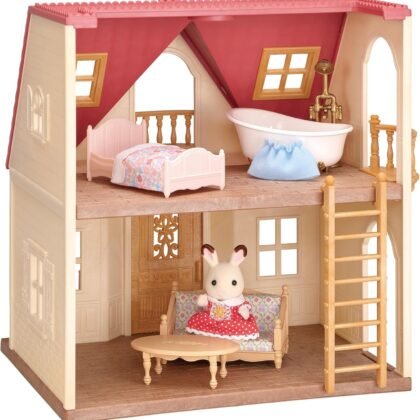 Calico Critters Red Roof Cozy Cottage, Dollhouse Playset with Figure, Furniture and Accessories