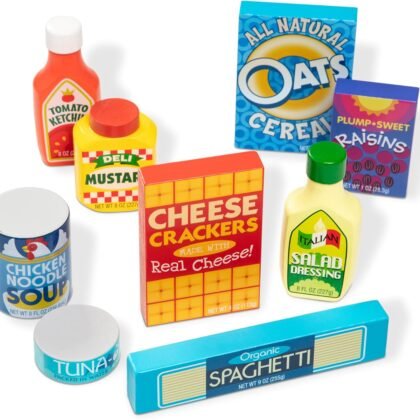 Melissa & Doug Wooden Pantry Products Play Food Set (9 pcs)