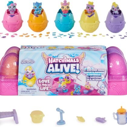 Hatchimals Alive, Egg Carton Toy with 5 Mini Figures in Self-Hatching Eggs, 11 Accessories, Gifts & Stocking Stuffers for Girls & Boys Ages 3 & up
