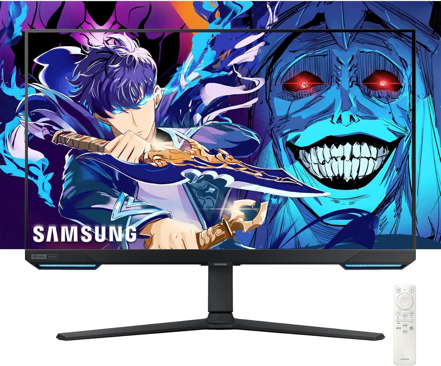 Samsung 28" Odyssey G7 4K UHD 144Hz 1ms G-Sync Gaming Monitor, HDR400, AMD FreeSync Premium Pro, Ultrawide Game View, DisplayPort, HDMI, Height Adjustable Stand, Black