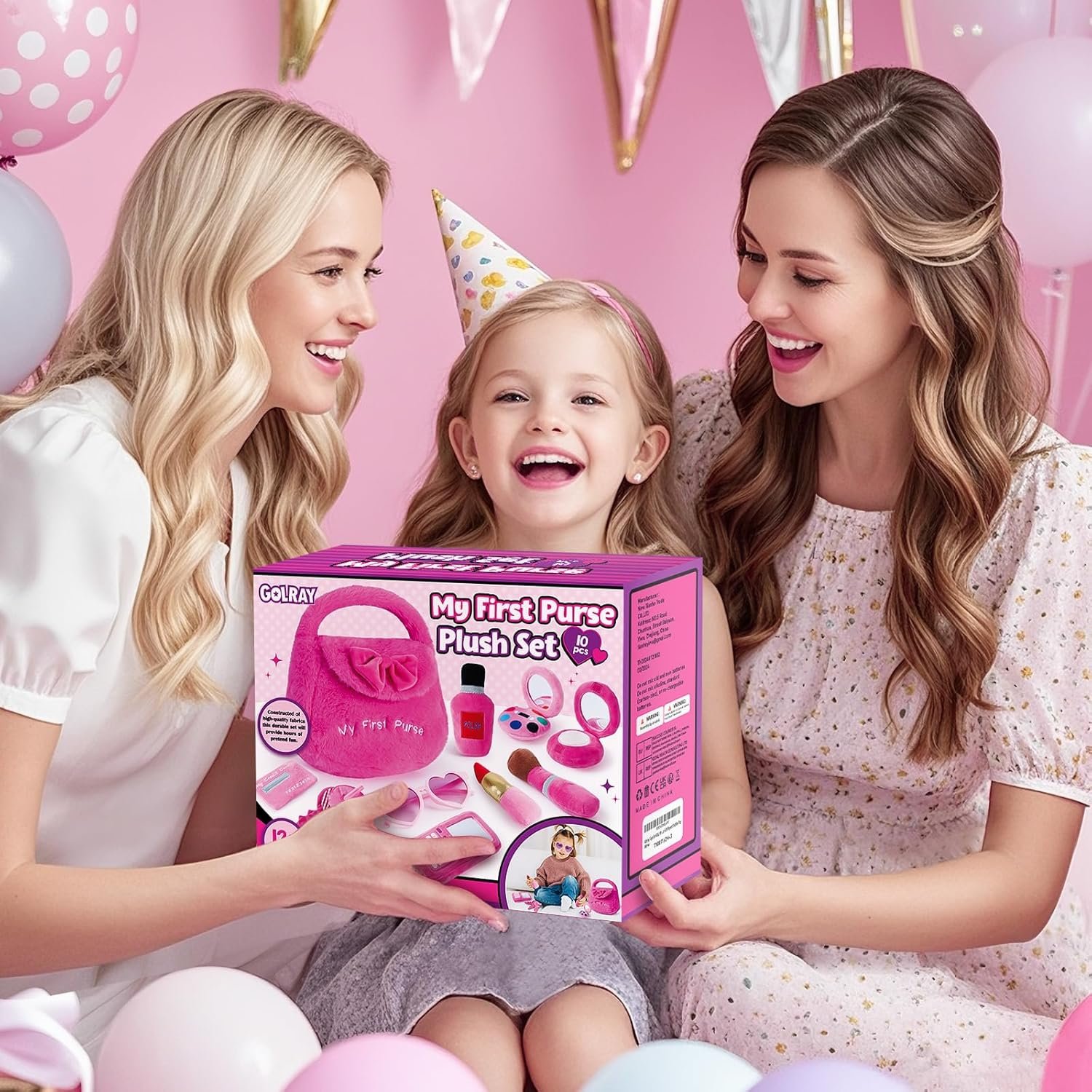 Golray Plush Toddler Purse Baby Girl Pretend Play Toy - 10 Pcs My First Purse with Soft Sensory Toy Smartphone/Crinkle Makeup Beauty Playset for Toddler Baby Girl Christmas Birthday Gift Ages 3 4 5 - Image 7