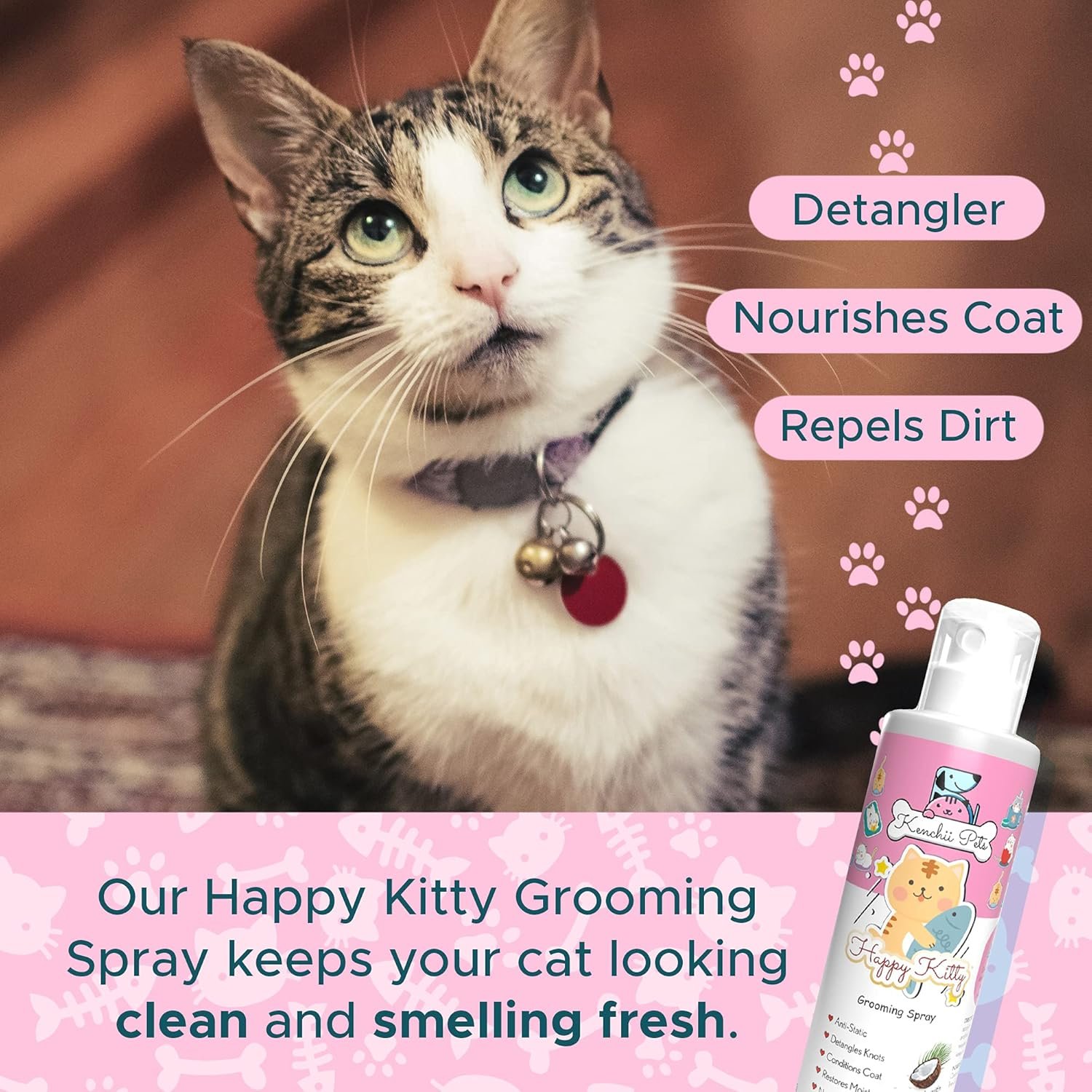 Professional Pet Grooming Spray for Kittens and Cats | All-Natural Scented Moisturizing Cat Detangler Spray | Kitten Conditioner Coat Shine Spray | Cat Grooming Supplies - Image 2
