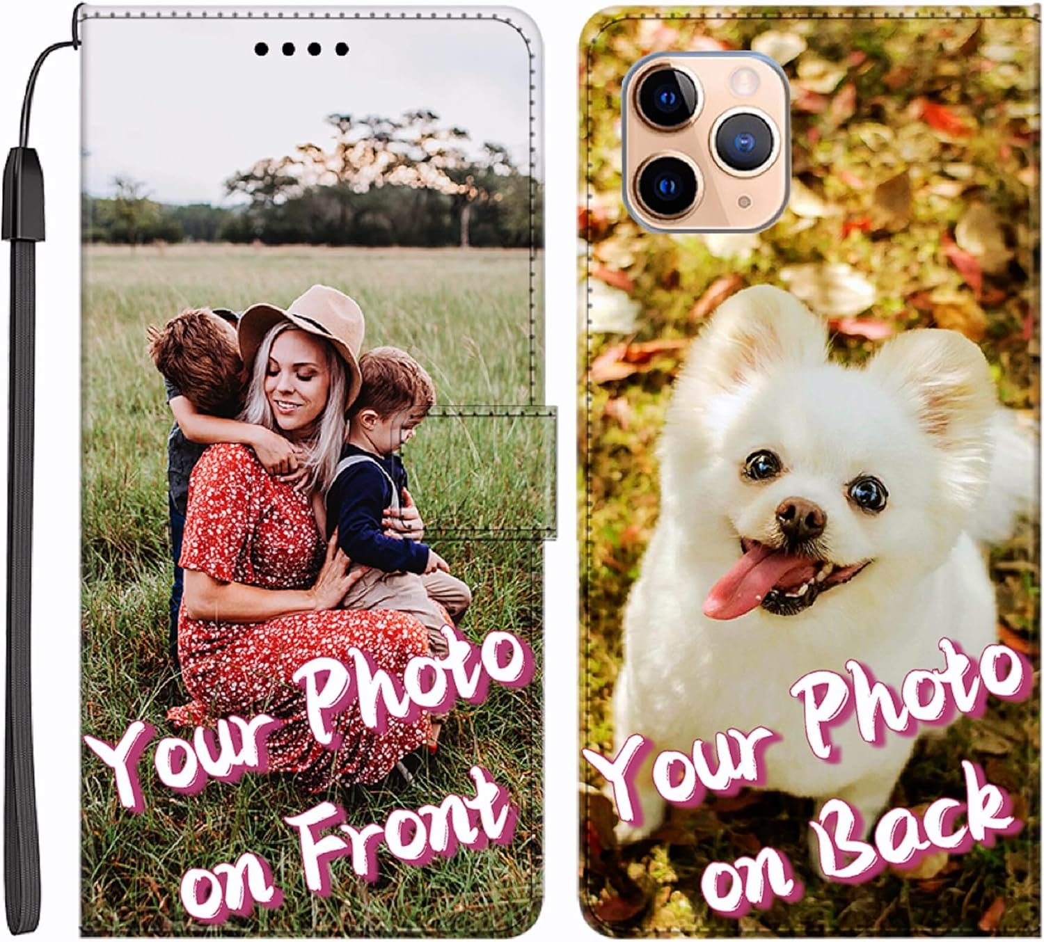 Unique-Custom-Gift Personalized Photo PU Leather Wallet Phone Case with Kickstand and Flip Cover for Apple iPhone 7 8 Plus SE XR XS 11 12 13 14 15 16 Pro Max, Customize Picture on Front and Back - Image 2