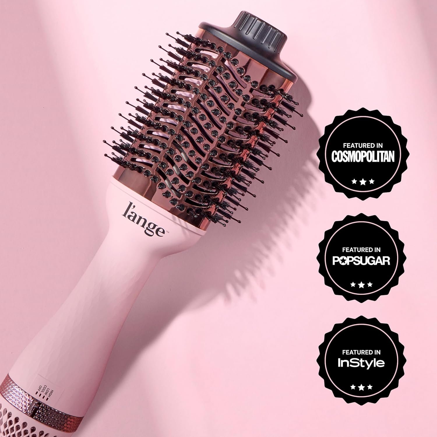 L'ANGE HAIR Le Volume 2-in-1 Titanium Blow Dryer Brush | Hot Air Brush for Hair Drying & Styling | Ionic Oval Barrel for Smooth, Frizz-Free Volume | (Blush – 60mm) - Image 5