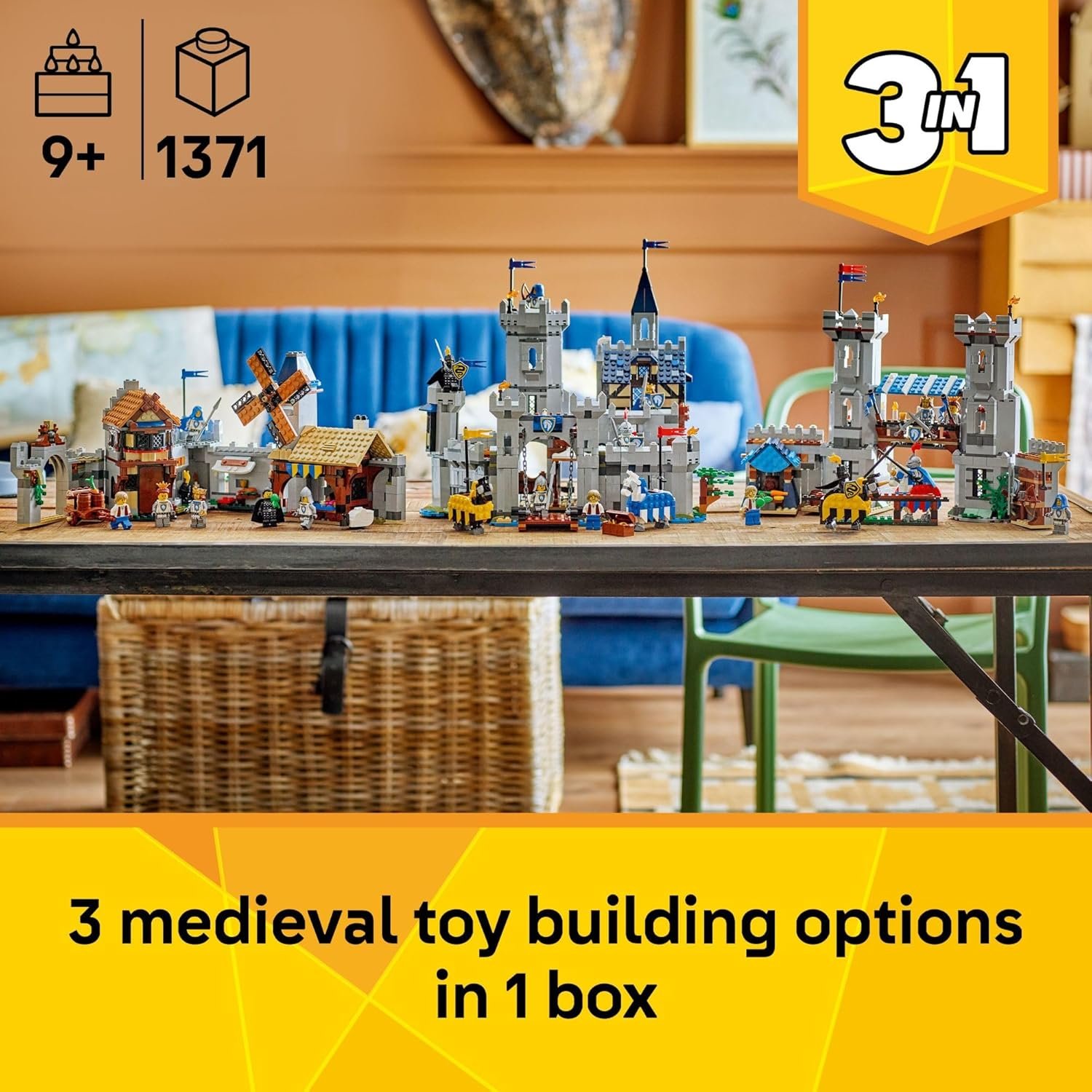 LEGO Creator 3 in 1 Medieval Horse Knight Castle Toy for Kids - Building Blocks & Learning Toy for Boys & Girls Ages 9+ - 3 Storytelling Building Sets in 1 - Gift for Birthdays - 31168 - Image 2