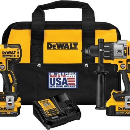 DEWALT 20V MAX Hammer Drill and Impact Driver, Power Tool Combo Kit with 2 Batteries and Charger, Cordless Brushless XR Premium 4.0Ah, LED Light, Tool Bag (DCK299M2)