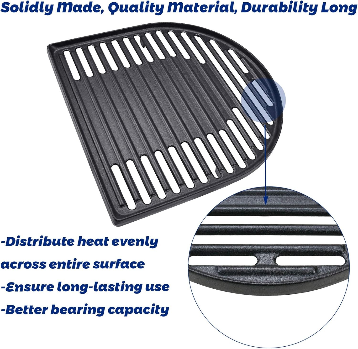 Utheer Cast Iron Grill Grates for Coleman Roadtrip Swaptop Grills LX LXE LXX, 2 Pcs Grill Cooking Grates Parts - Image 3