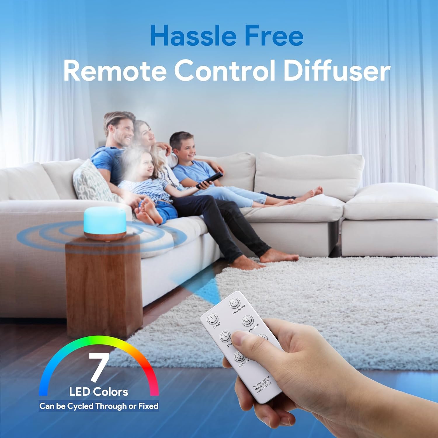 ASAKUKI Essential Oil Diffuser 500ml, Ultrasonic Aromatherapy Humidifier with Remote Control, 7 LED Colors, Timer & Auto-Off, Large Room Diffuser - Image 5