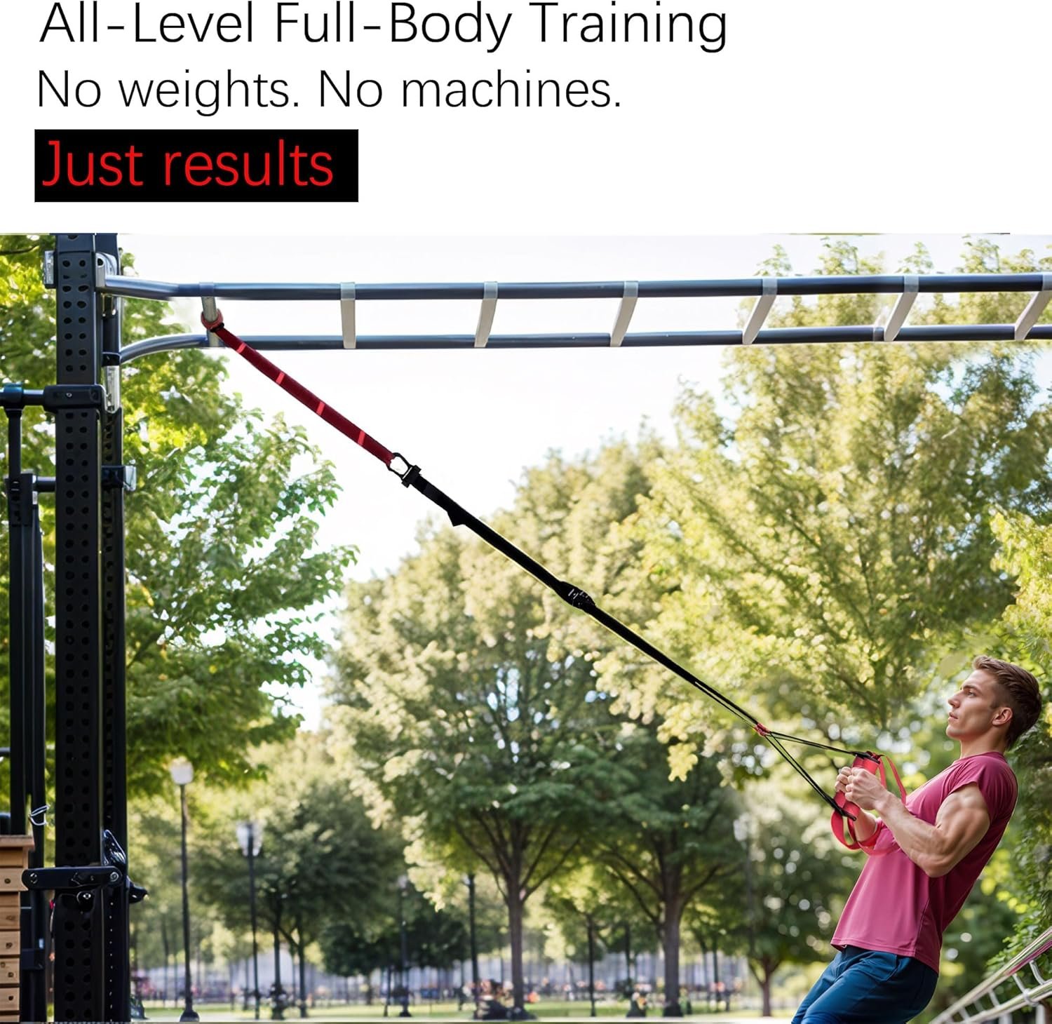 Home Suspension Straps Training Kit, Gym Bodyweight fitness All in One Workout for Full Body, with Safety Sign, Big Poster&Mess Bag - Image 5