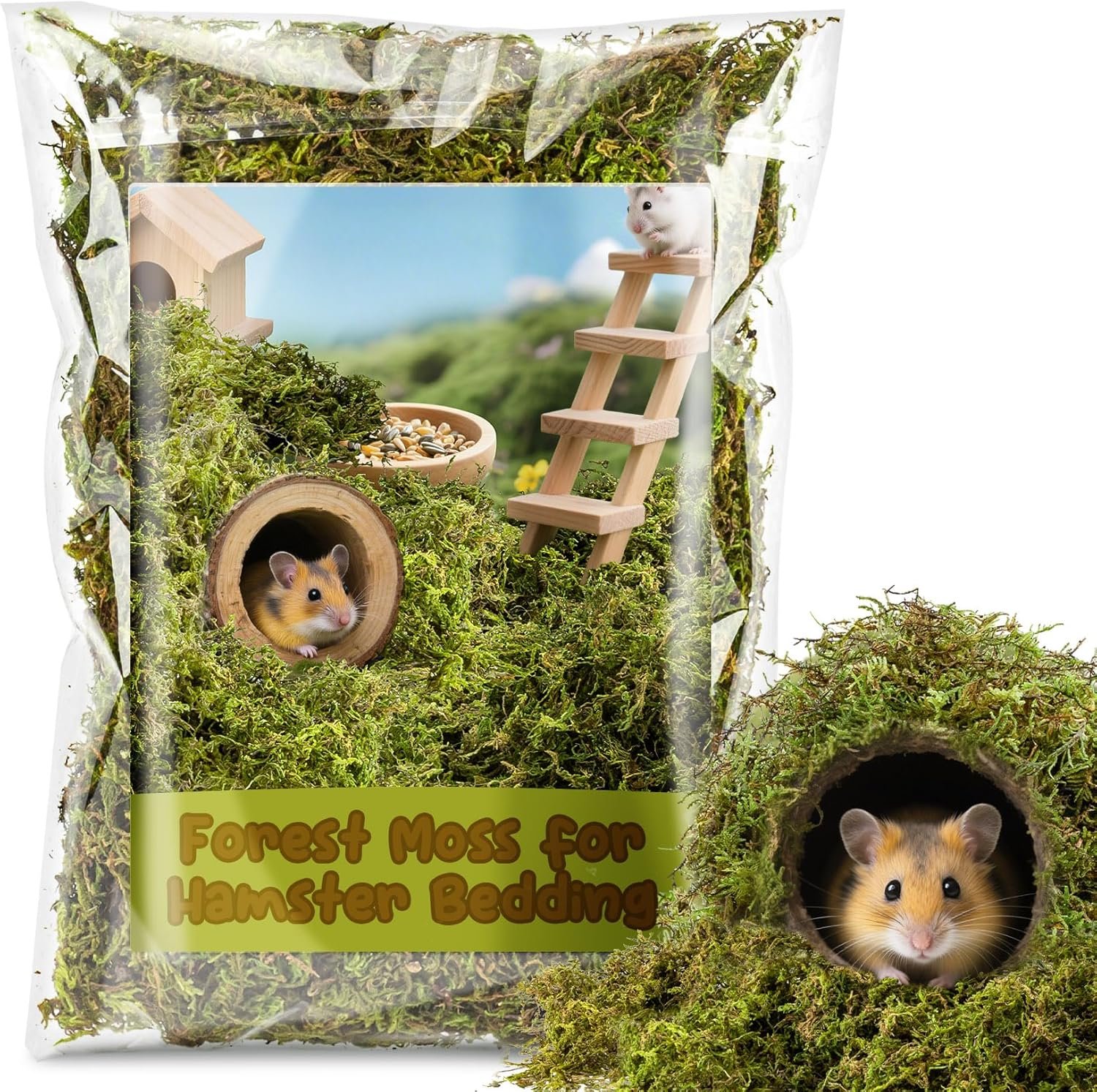 Sukh Hamster Moss - 5.6 Oz Forest Moss for Hamster Bedding Nesting Hideout Dried Moss Reptile Moss for Squirrels Hamsters Guinea Pigs Mices Small Animals Cage Accessories