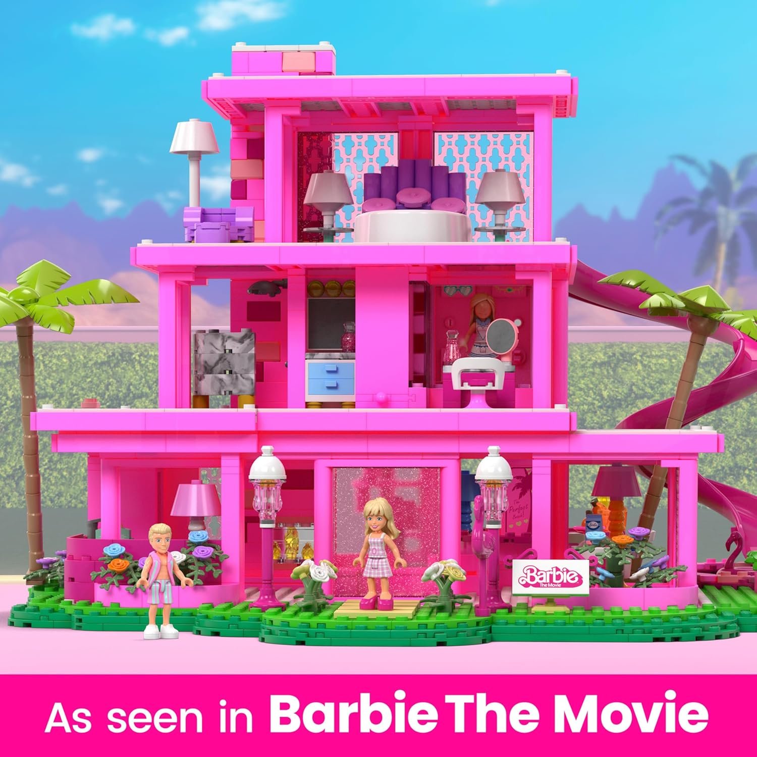 MEGA Barbie The Movie Building Toys Set, DreamHouse Replica with 1795 Pieces, 4 Figures and Accessories, for Adults & Fans - Image 3