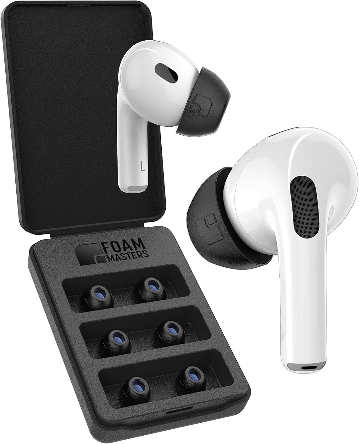 Foam Masters Ultra-Premium Memory Foam Ear Tips for AirPods Pro 1st & 2nd Gen | 3 Pairs | New Ver. | Secure Fit | Super Comfort | Better Noise Cancel | Replacement Buds (Assorted S/M/L, Black) - Image 8