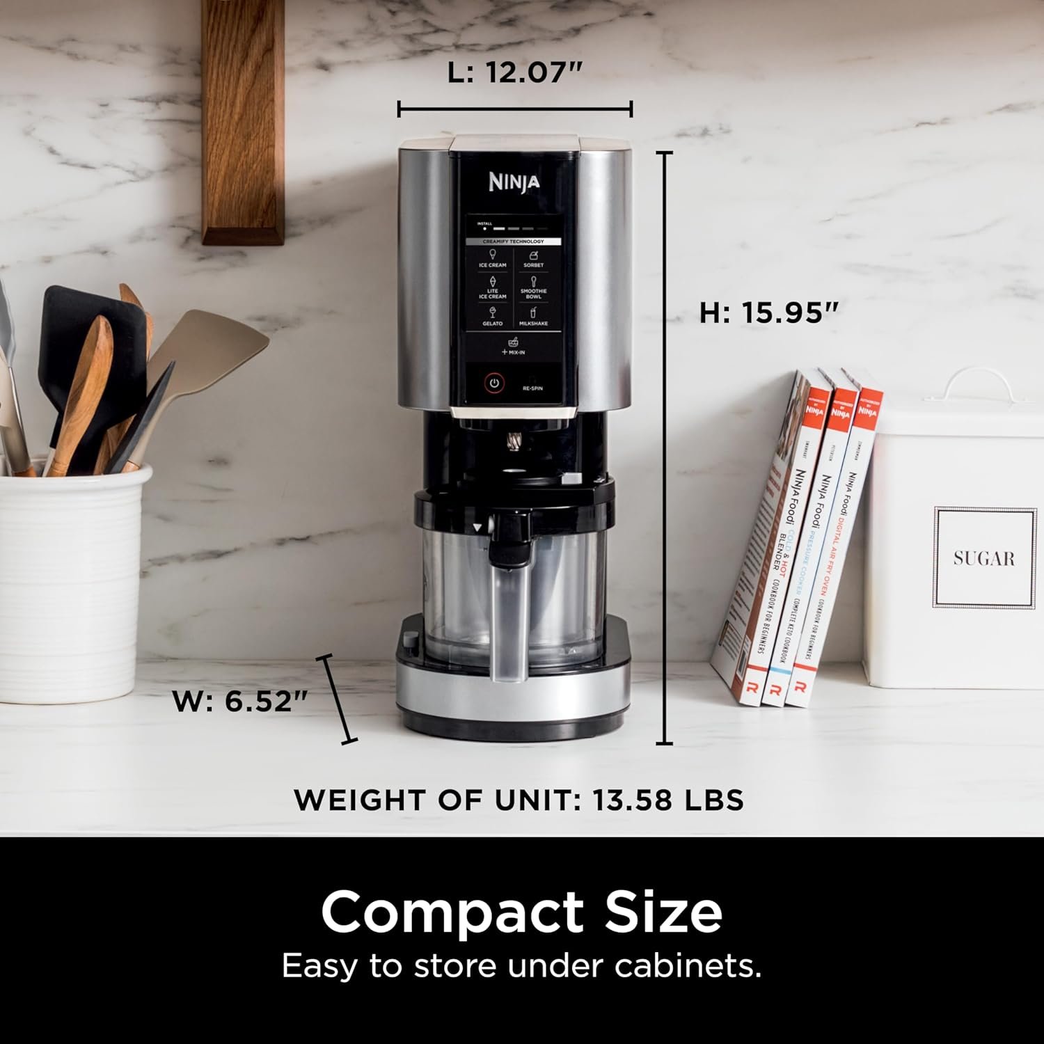 Ninja CREAMi Ice Cream Maker for Gelato, Mix-ins, Milkshakes, Sorbet, Smoothie Bowls, 7 One-Touch Programs, with (2) Pint Containers & Lids, Compact Size, Perfect for Kids, Orange Mango, NC301AO - Image 12