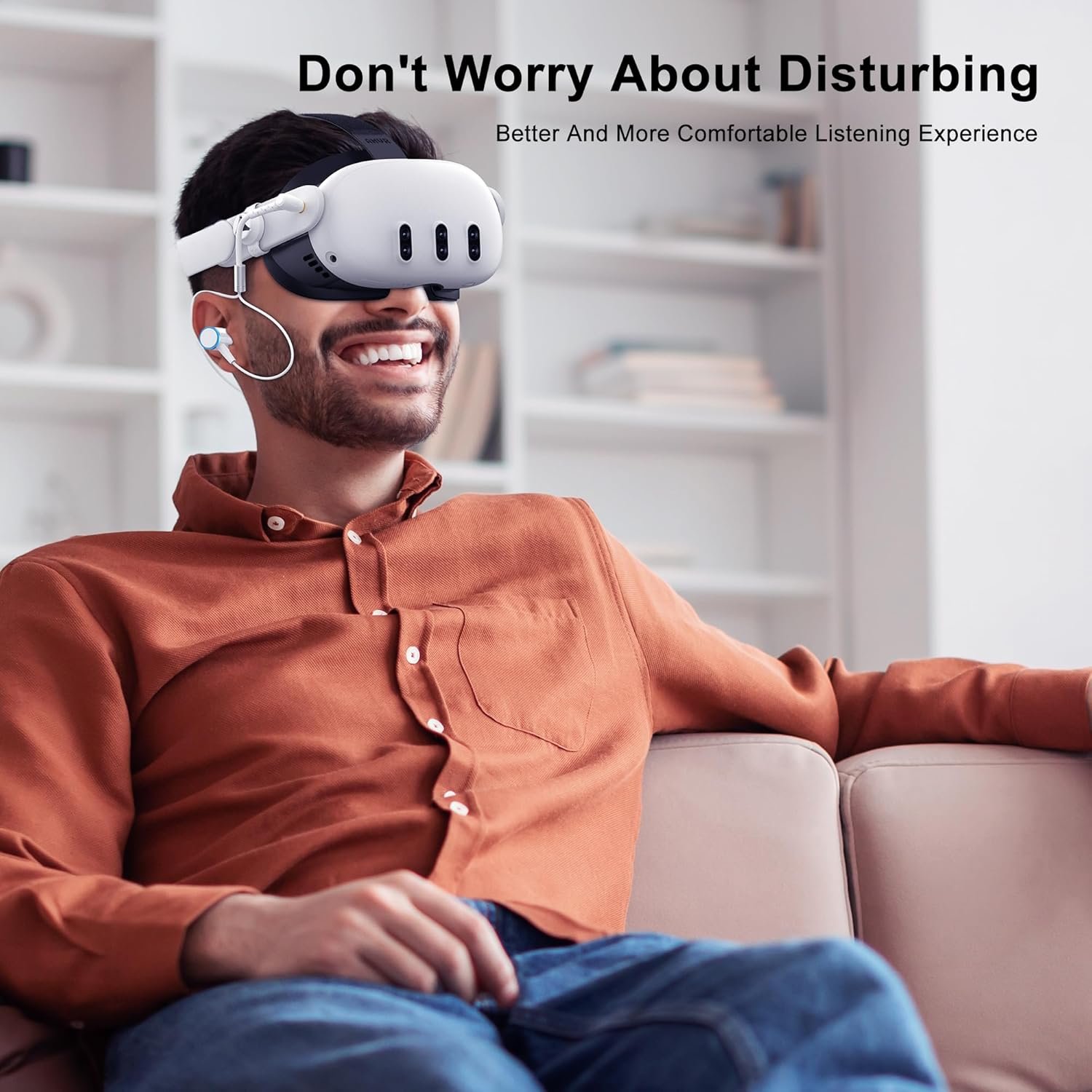 AMVR Noise-Isolating in-Ear Headphones Compatible with Meta Quest 3 - VR Accessories Low Bass Earphones with Custom Silicone Earplugs and Strap Holder | Enhance 360-Degree Surround Sound - Image 6