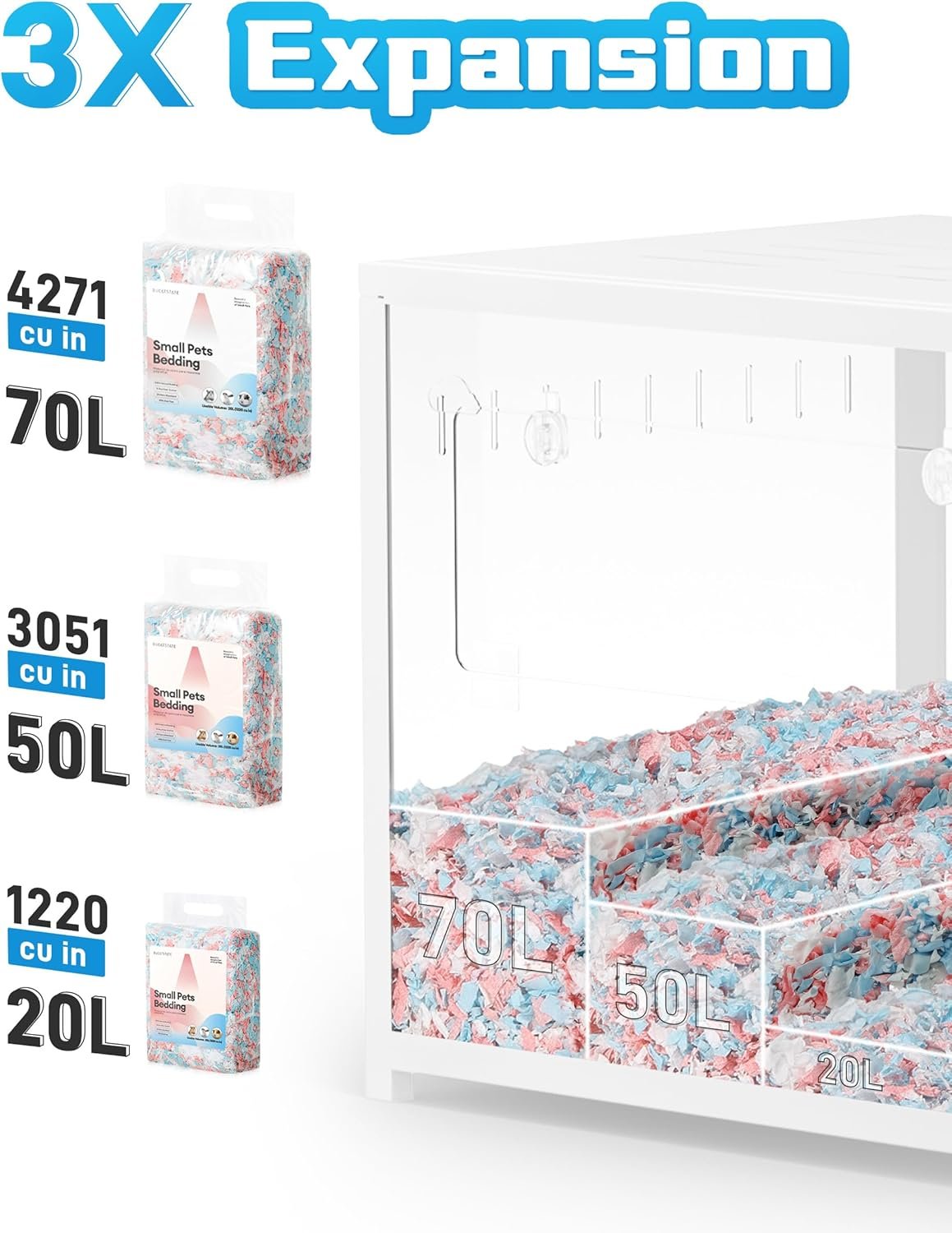 BUCATSTATE Hamster Bedding 50L, 99% Dust-Free Guinea Pig Bedding Odor Control Paper Bedding, Cozy Small Animal Bedding for Rabbit Rat Syrian Dwarf Hamsters Gerbils (Confetti) - Image 6