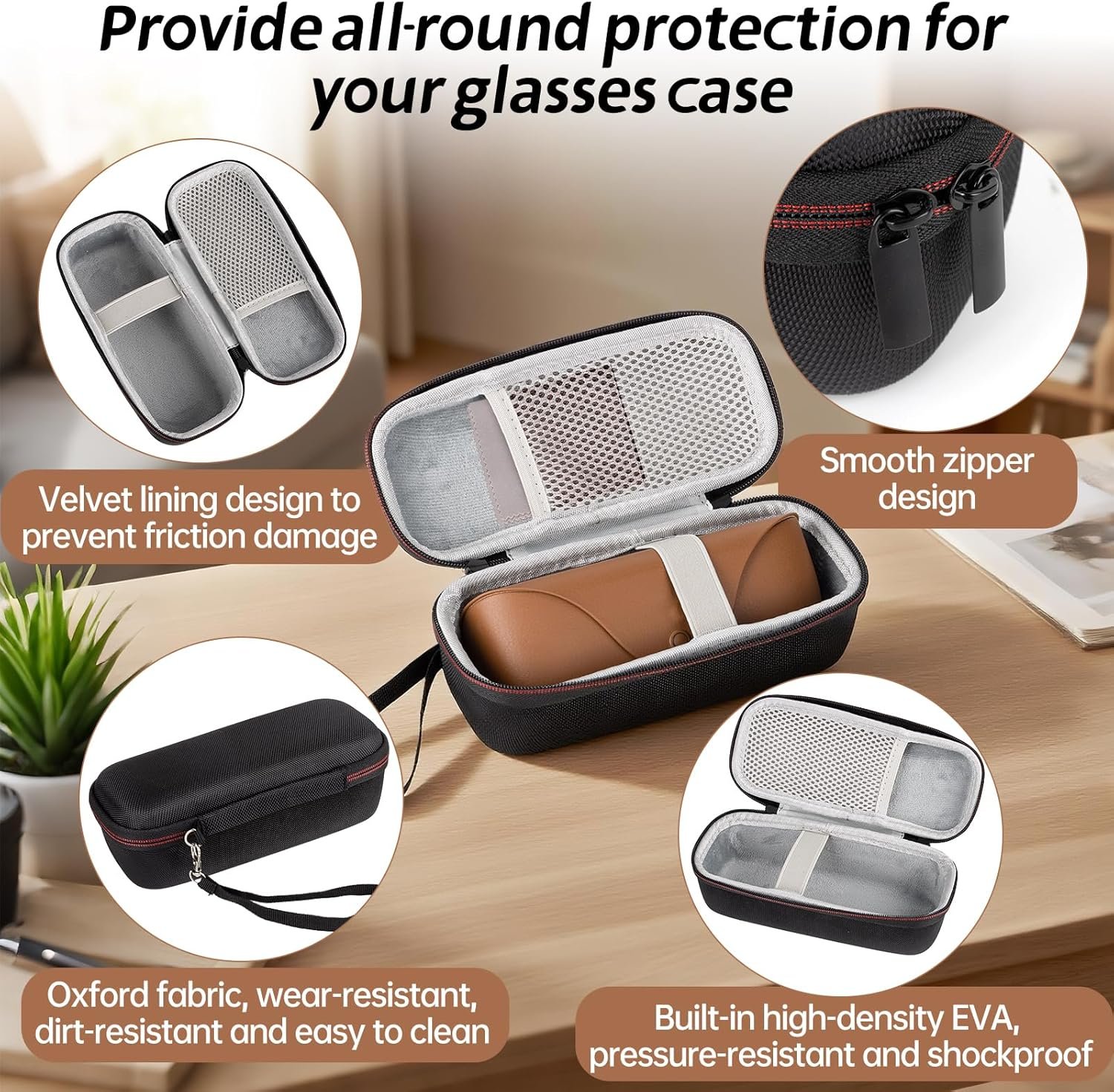 Hard Protective Case for Ray-Ban Meta Smart Glasses – Compatible with Wayfarer/Skyler/Headliner & Charging Box – Durable Travel Eyewear Case with Soft Interior & Wrist Strap (Black) - Image 2