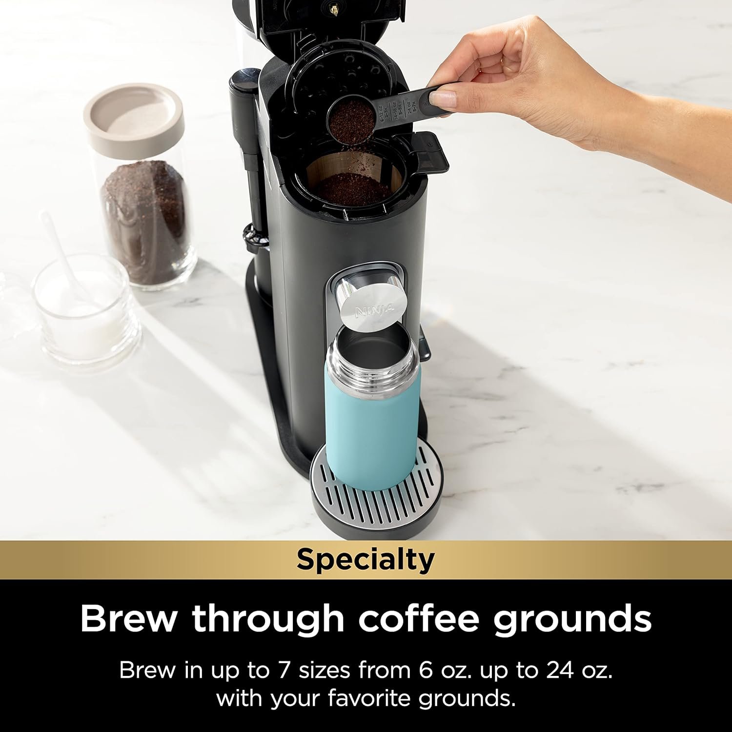 Ninja | Coffee Maker | Single Serve |Brew with Coffee Pods & Grounds| Compatible with K-Cup Coffee Pods | 4 Brew Styles, up to 24oz Cup Sizes & 56oz Removable Reservoir | Black | PB051 - Image 3