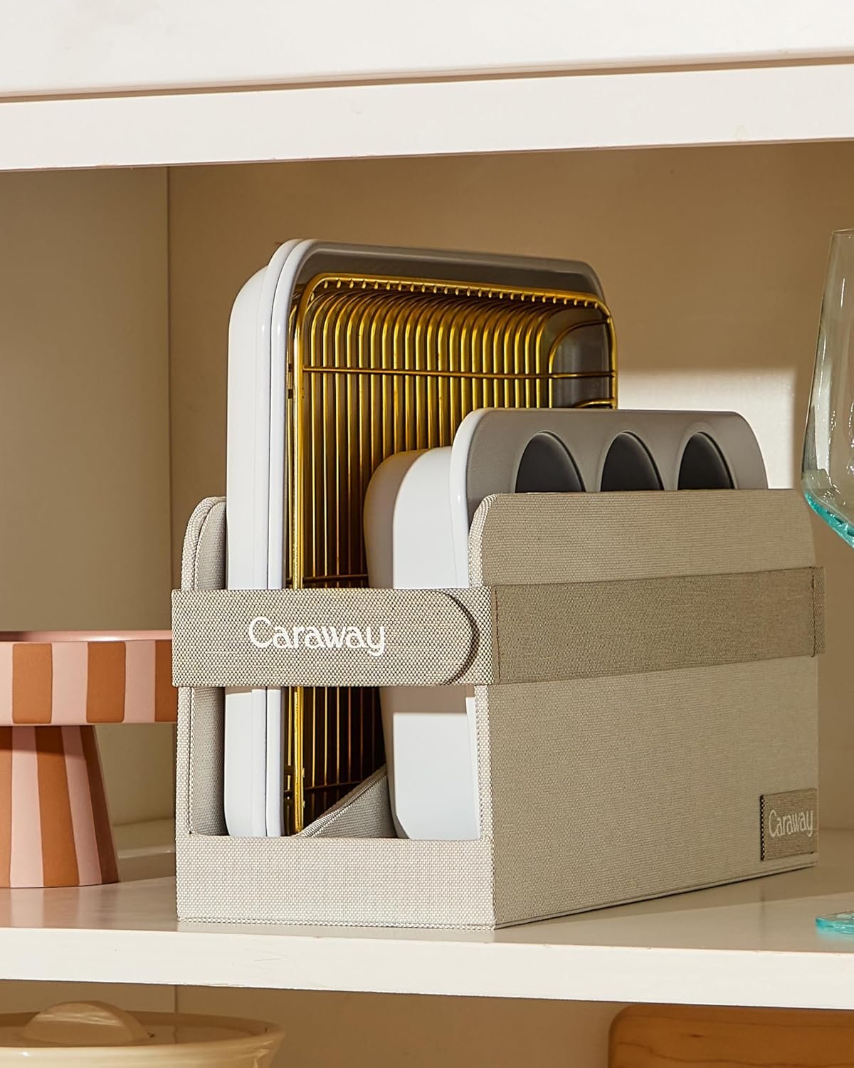 Caraway Mini Bakeware Set – Naturally Non-Stick, Non-Toxic Ceramic Coating – Compact Baking Pans Set for Small Kitchens & Ovens – Includes Baking Sheets, Muffin Pan, Cooling Rack & Storage - Cream - Image 8