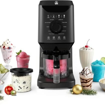 12-in-1 Ice-Cream Maker Machine - 11 Preset Programs & Self-Cleaning, Frozen Yogurt Maker for Gelato, Slushies, Milkshakes, Sorbet, Mix-ins & More, Includes (2) Pint Containers for Home & Office