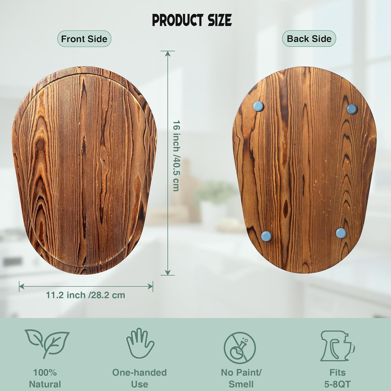 Mixer Slider Mat, Pine Wood Sliding Tray for KitchenAid 4.5 & 5 Qt Stand Mixers, Anti-Slip Moving Mat & Countertop Protector, Kitchen Accessories and Attachments for Artisan Series (5-8 QT) - Image 6