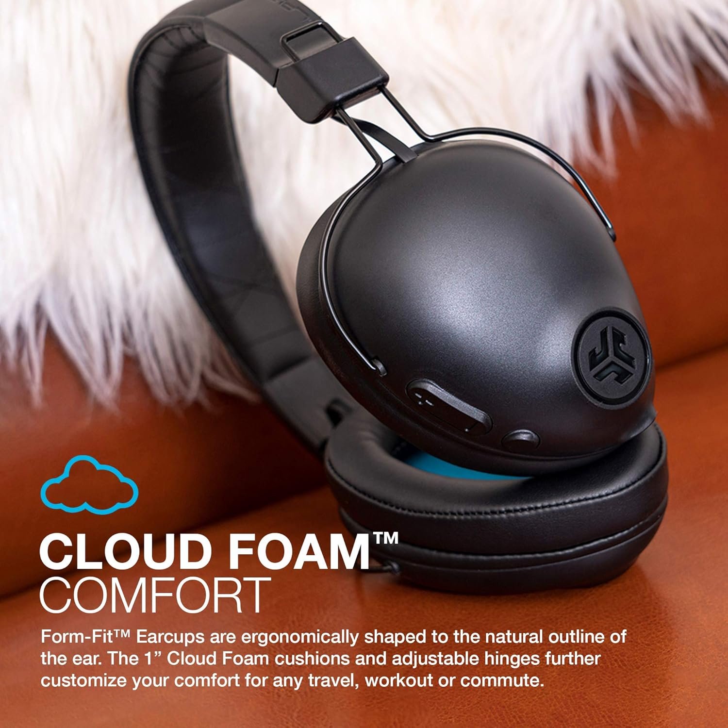 JLab Studio Pro Wireless Over-Ear Headphones, Black, 50+ Hour Bluetooth 5 Playtime, EQ3 Sound, Ultra-Plush Faux Leather & Cloud Foam Cushions, Track and Volume Controls - Image 6