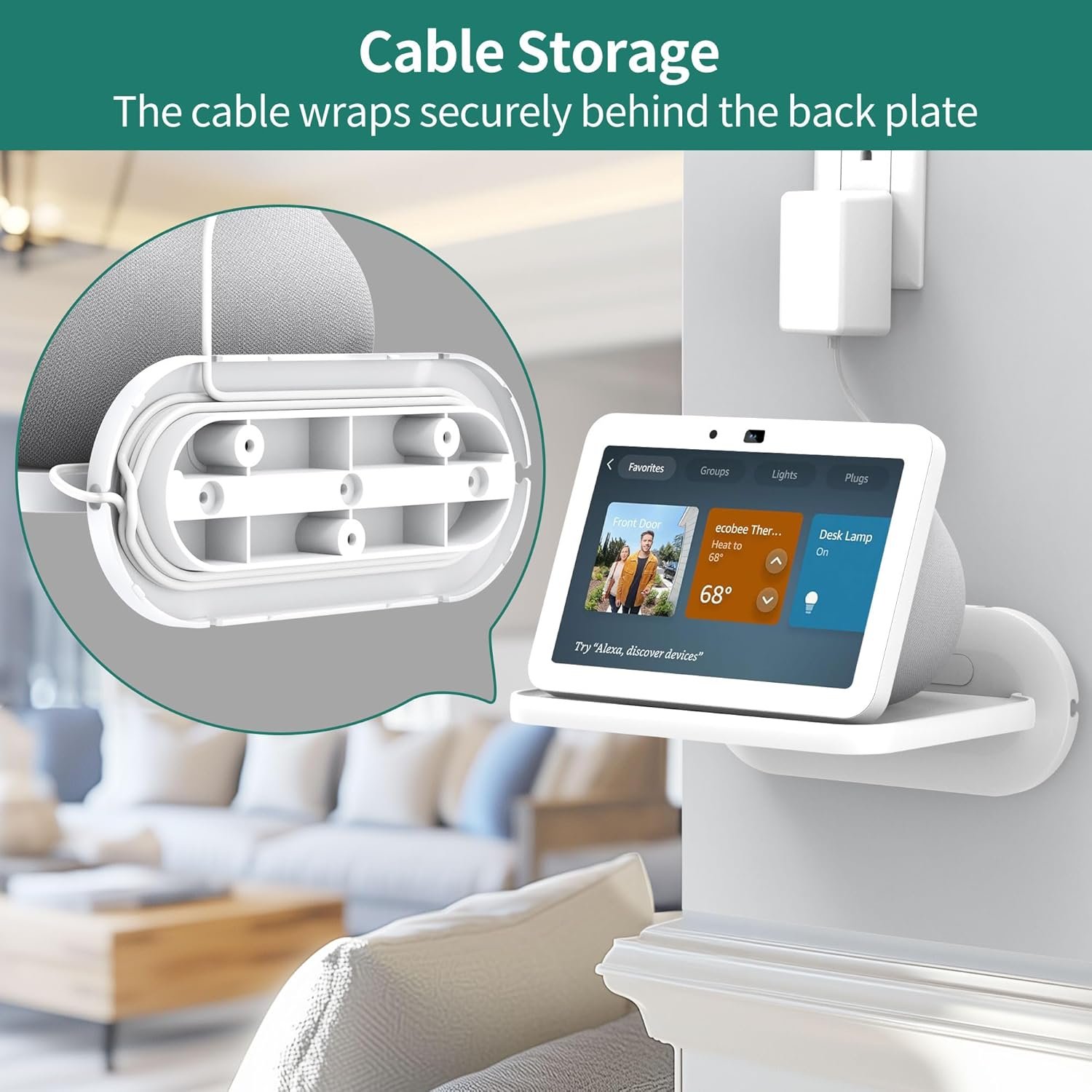 HomeMount Mount for Google Nest Hub Max - Wall Mount Holder Shelf Compaitble with NEST HUB MAX (White) - Image 4