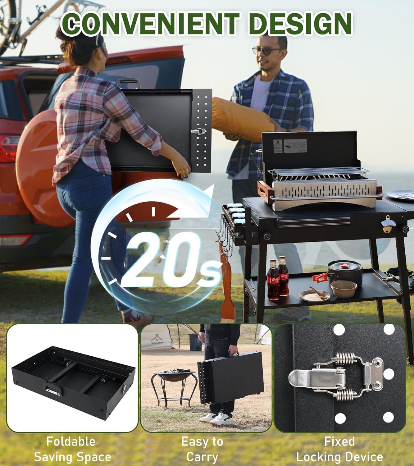 ELITEWILL Griddle Stand With Wheels Portable Outdoor Grill Table Fit for Blackstone 17 Inch Or 22 Inch Griddle Foldable Cart Table Suitable for Travel/Camping and Outdoor Meals - Image 7