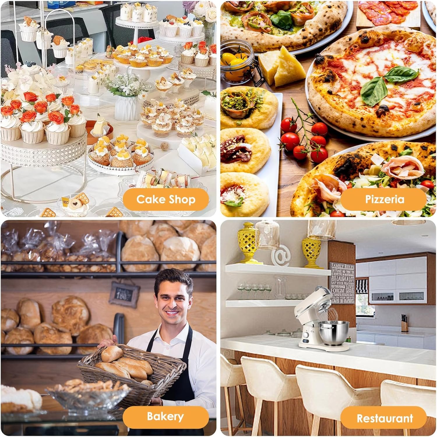 8.4QT Commercial Stand Mixer 800W with Aluminum Die Casting Meets the Standard of NSF/ANSI 8-2023, Mixers Kitchen Electric Stand Mixer with Stainless Steel 8L Bowl, Dough Hook, Whisk and Beater - Image 8