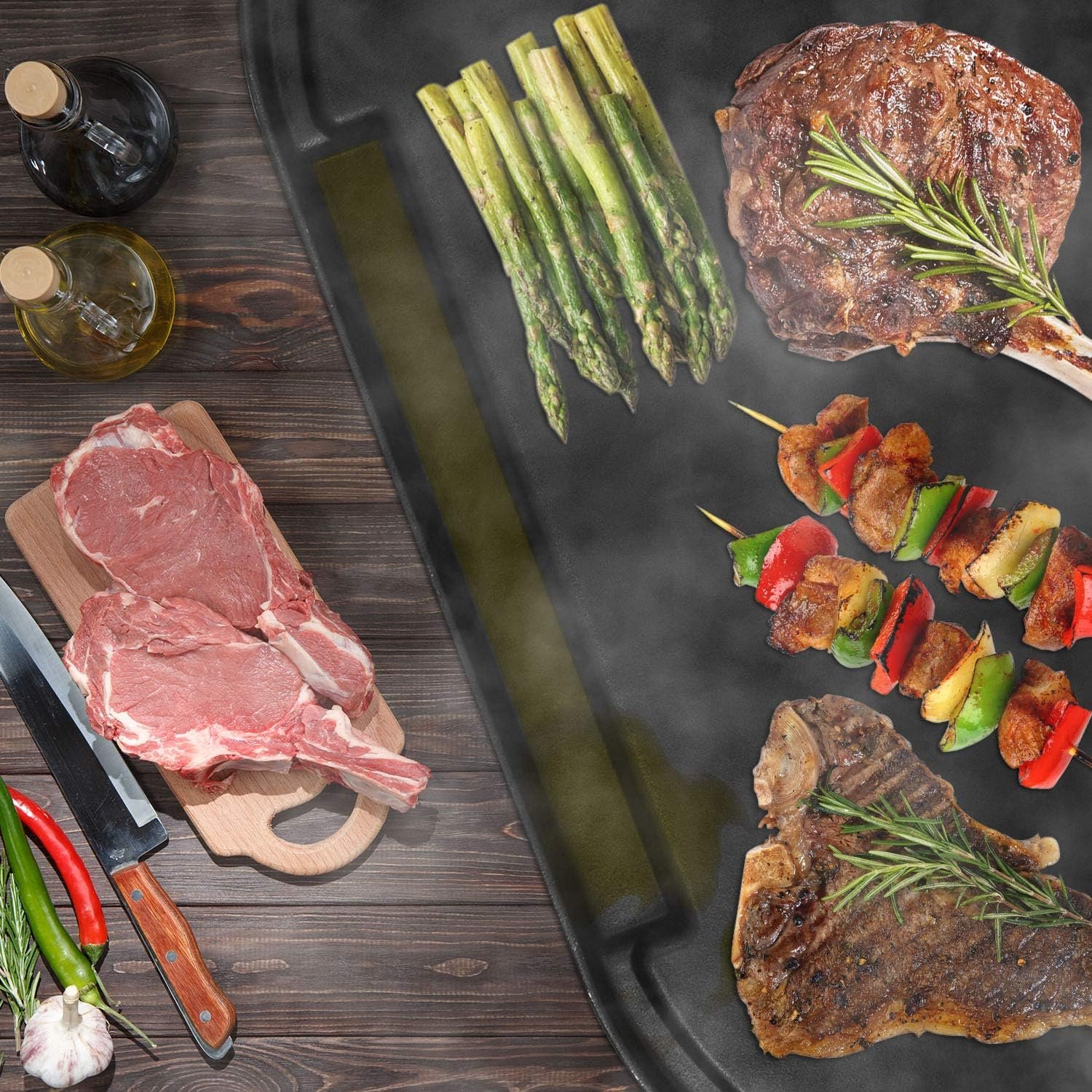 MixRBBQ Cast Iron Griddle with Bag for Coleman RoadTrip Swaptop Grills, Outdoor BBQ Camping Grills Nonstick Cooking Griddle Accessories, Full Size - Image 6