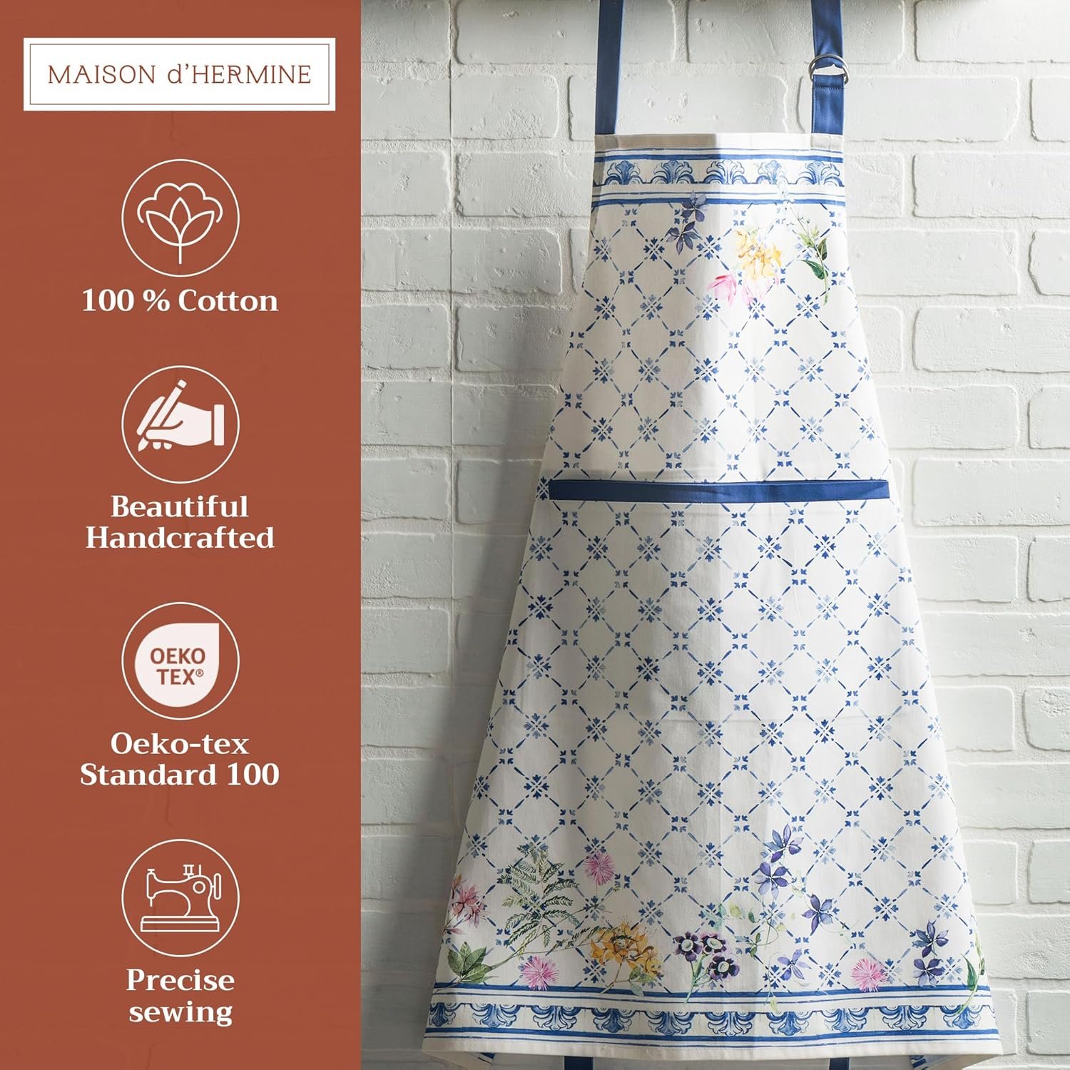Maison d' Hermine 100% Cotton Apron for women with Pocket Kitchen Chef Apron for Men Cooking Gardening Server Waitress - Image 2