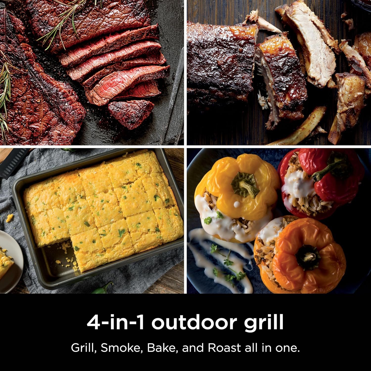 Ninja Woodfire Outdoor Grill & Smoker, 4-in-1 Functionality, Grill, Smoke, Bake, Roast, Authentic Woodfire Flavors, Electric Heat, OG301 - Image 3