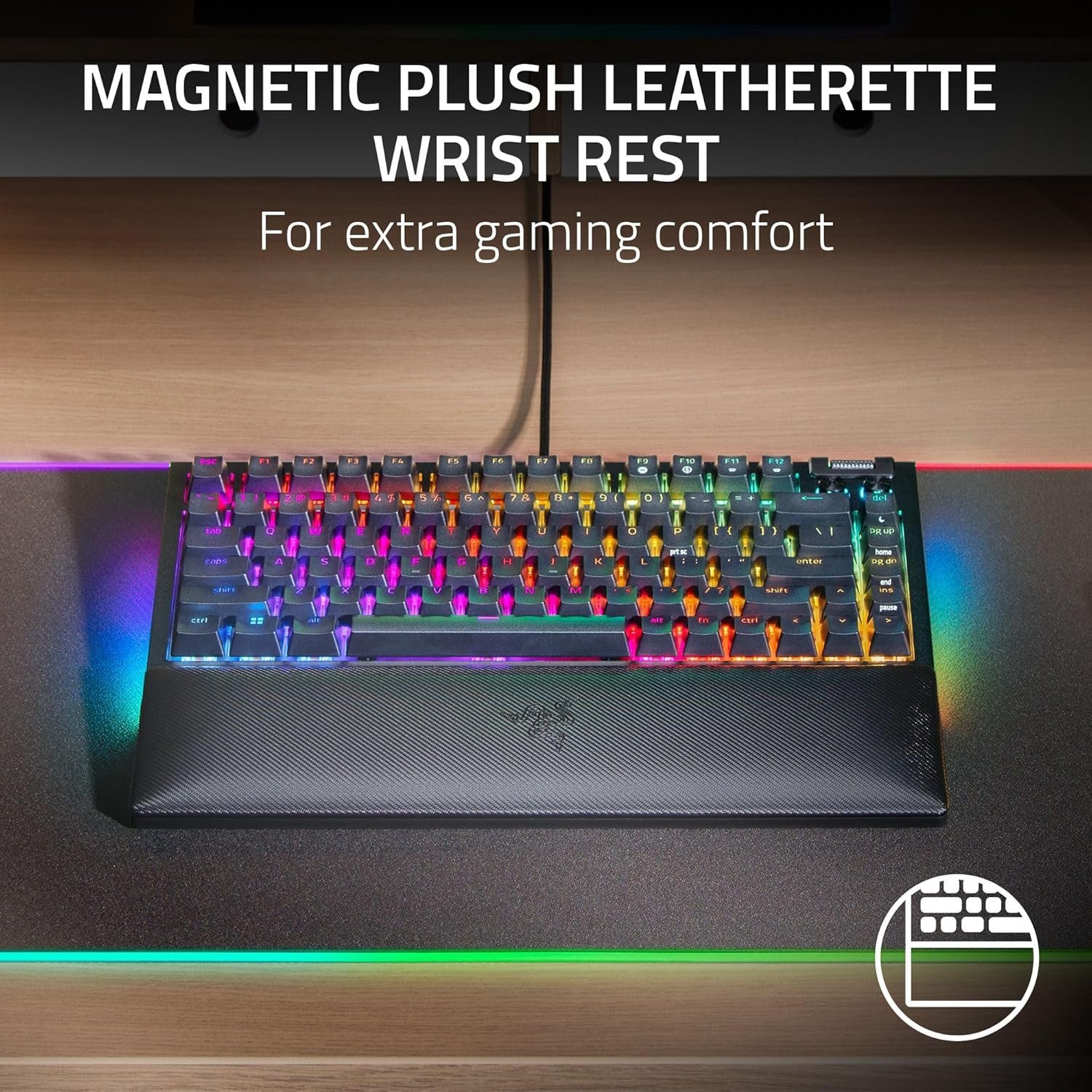 Razer BlackWidow V4 75% Mechanical Gaming Keyboard: Hot Swappable Design - Compact & Durable - Orange Tactile Switches - Chroma RGB - Roller & Media Keys - Wrist Rest Snap Tap - Black - Image 7