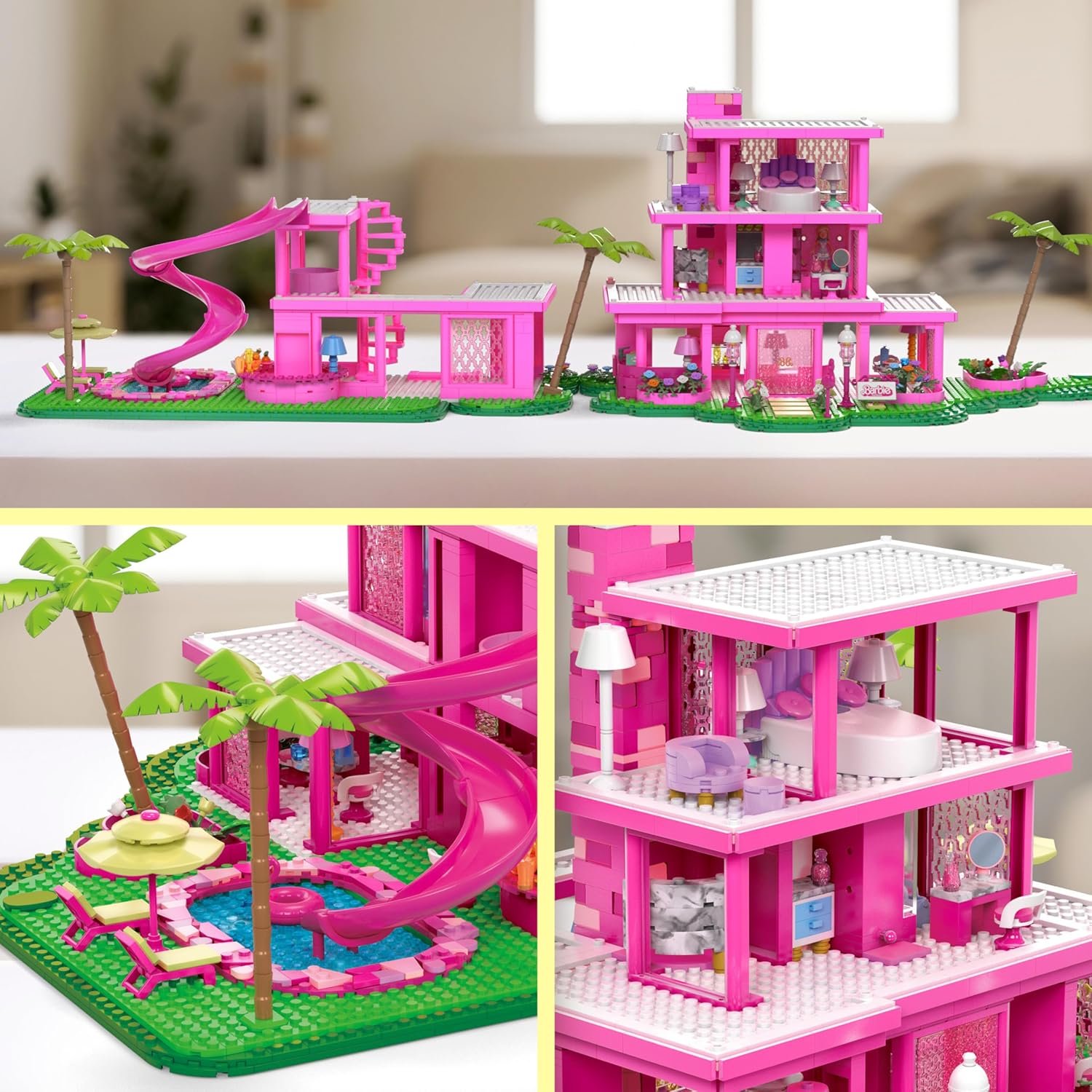 MEGA Barbie The Movie Building Toys Set, DreamHouse Replica with 1795 Pieces, 4 Figures and Accessories, for Adults & Fans - Image 2