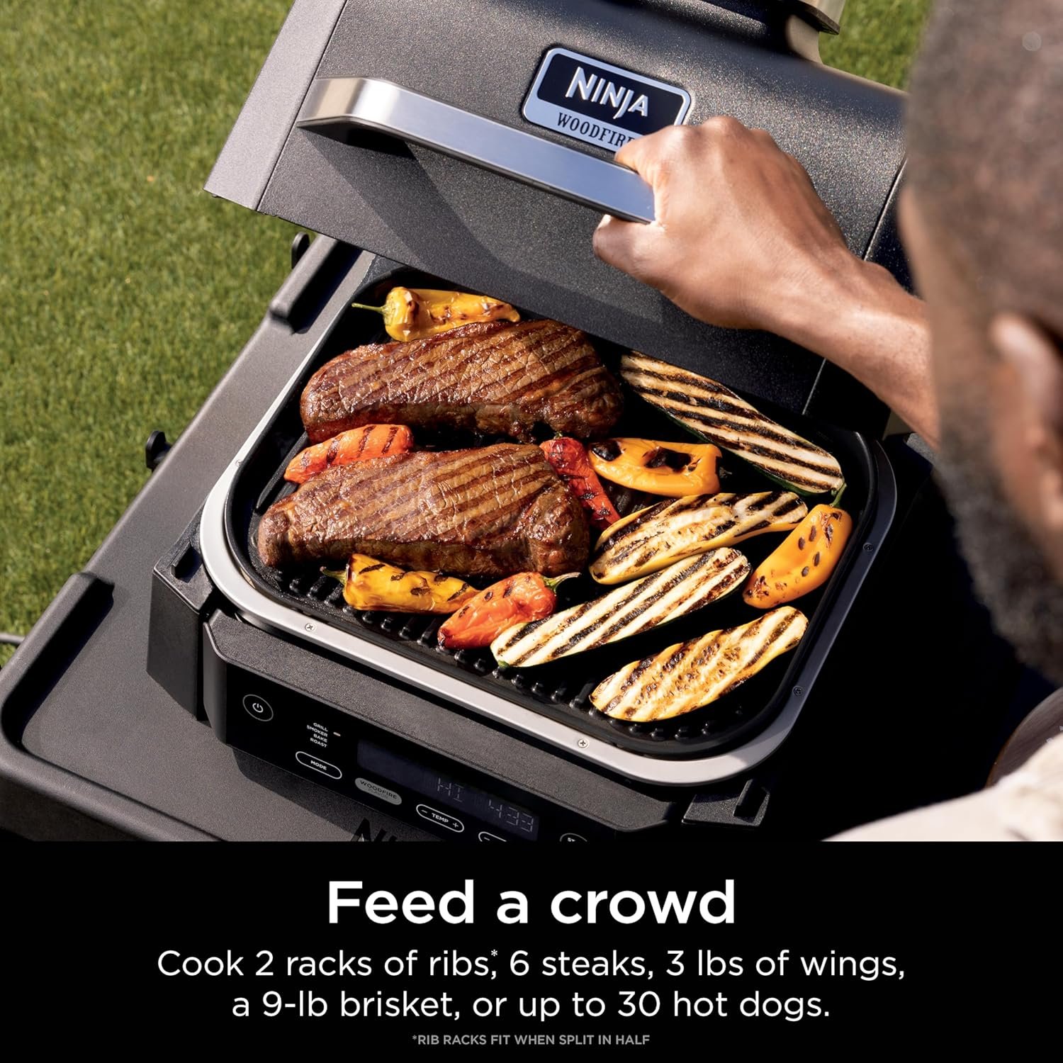 Ninja Woodfire Outdoor Grill & Smoker, 4-in-1 Functionality, Grill, Smoke, Bake, Roast, Authentic Woodfire Flavors, Electric Heat, OG301 - Image 7