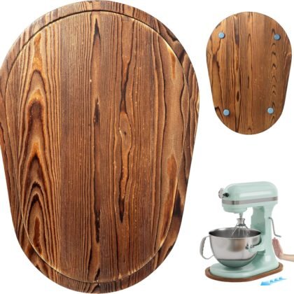 Mixer Slider Mat, Pine Wood Sliding Tray for KitchenAid 4.5 & 5 Qt Stand Mixers, Anti-Slip Moving Mat & Countertop Protector, Kitchen Accessories and Attachments for Artisan Series (5-8 QT)