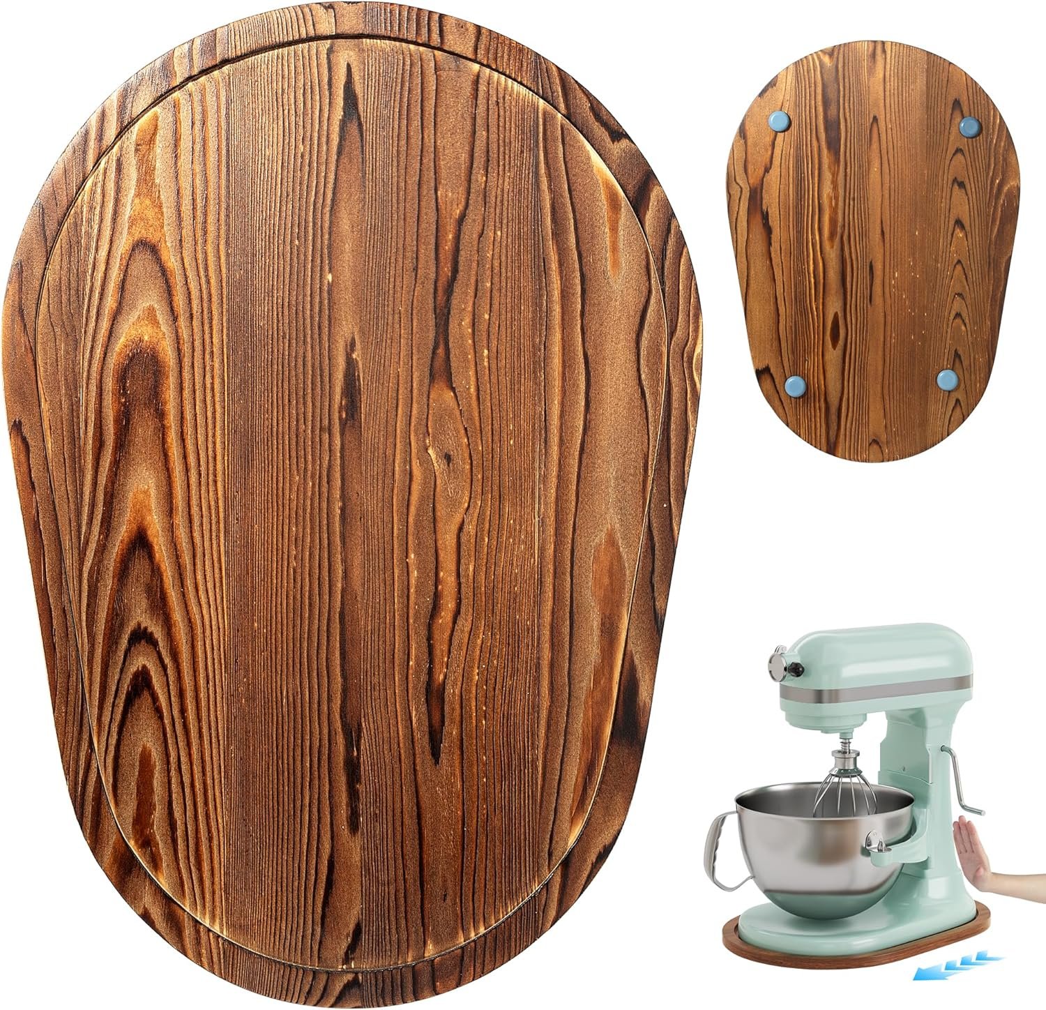 Mixer Slider Mat, Pine Wood Sliding Tray for KitchenAid 4.5 & 5 Qt Stand Mixers, Anti-Slip Moving Mat & Countertop Protector, Kitchen Accessories and Attachments for Artisan Series (5-8 QT)