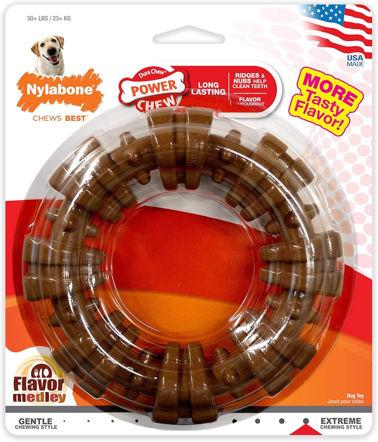 Nylabone Textured Ring Power Chew Toy for Large Dogs, Tough Dog Toys Durable Design, Dog Toys for Extreme Chewers, Flavor Medley, X-Large - 50+ lbs (1 Count) - Image 10