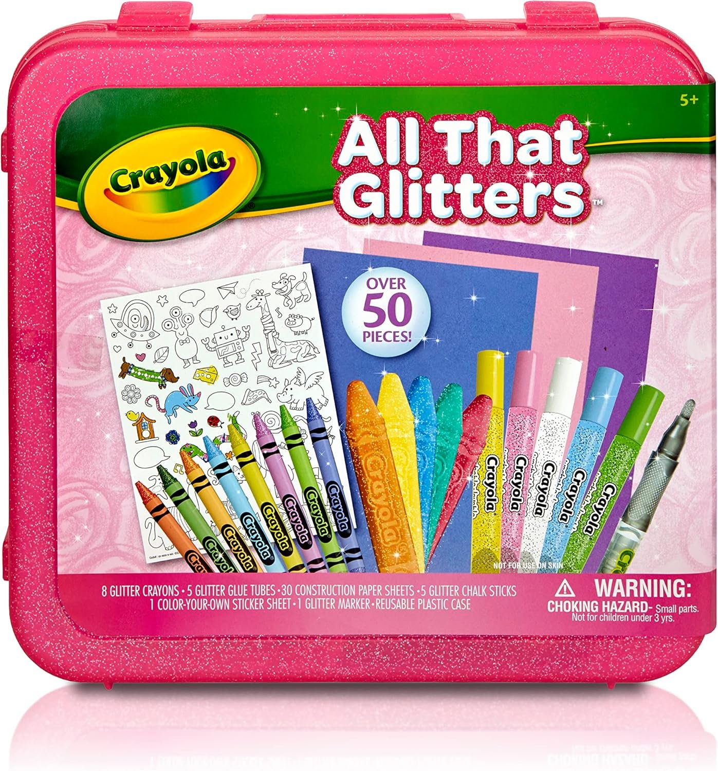 Crayola All That Glitters Art Case (50+pcs), Glitter Crayons & Coloring Supplies, Kids Art Set, Gifts for Girls & Boys, Ages 5+ - Image 7