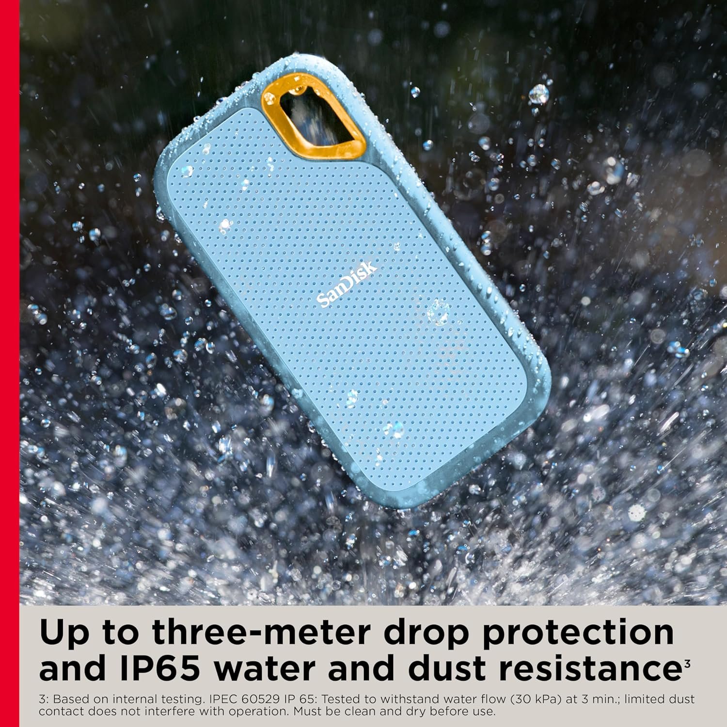 SanDisk 1TB Extreme Portable SSD - Up to 1050MB/s, USB-C, USB 3.2 Gen 2, IP65 Water and dust Resistance, Updated Firmware, Sky Blue - External Solid State Drive - SDSSDE61-1T00-G25B - Image 6