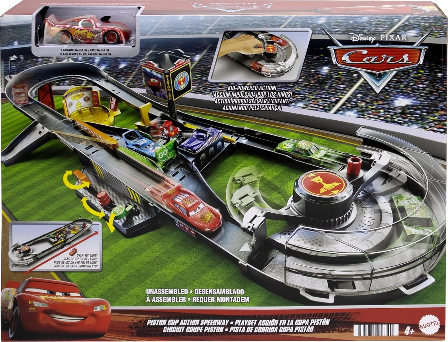 Mattel Disney and Pixar Cars Track Set, Piston Cup Action Speedway Playset with 1:55 Scale Lightning McQueen Die-Cast Toy Car - Image 6