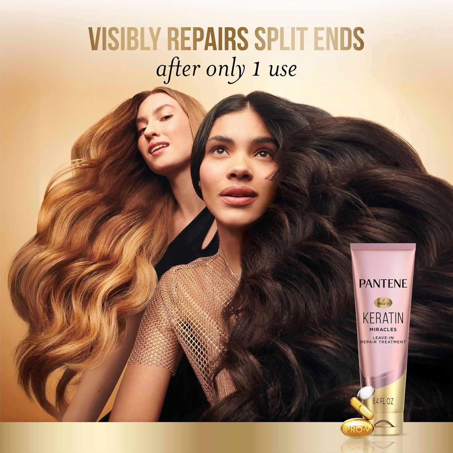 Pantene Keratin Leave-In Conditioner with Argan Oil, Protein Treatment for Dry, Damaged & Color-Treated Hair, Repairs Split Ends & Protects from Damage, Formaldehyde-Free, 8.4 Fl Oz - Image 7