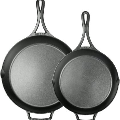 Lodge Blacklock Cast Iron Skillet Set, 10.25" & 12" - Triple Seasoned - Lightweight - Easy Cleanup - Premium Cookware