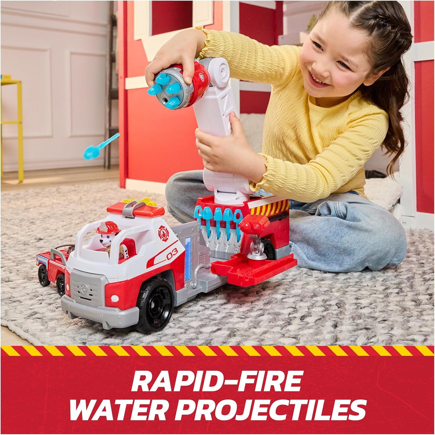 Paw Patrol Fire Rescue: Rapid Reload Fire Truck with Marshall Figure, Quick-Fire Launcher, Lights & Sounds, Kids Toys for Boys & Girls Ages 3 and Up - Image 4